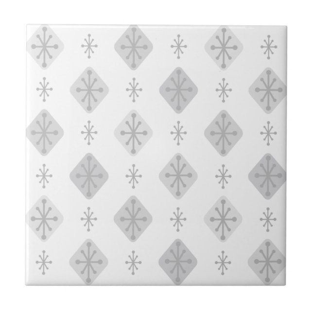 Midcentury Starbursts Diamonds Light Grey Tile (Front)