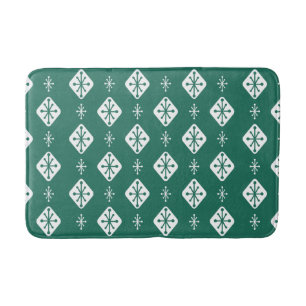 Midcentury Starbursts Diamonds Teal Bath Mat