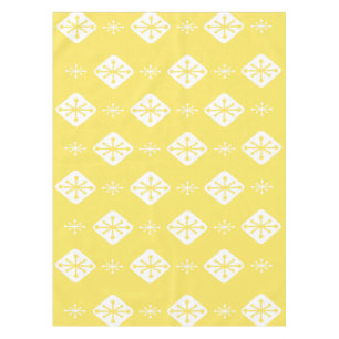 Midcentury Starbursts Diamonds Yellow Tablecloth