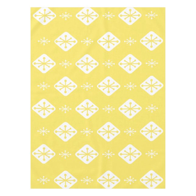 Midcentury Starbursts Diamonds Yellow Tablecloth (Front)