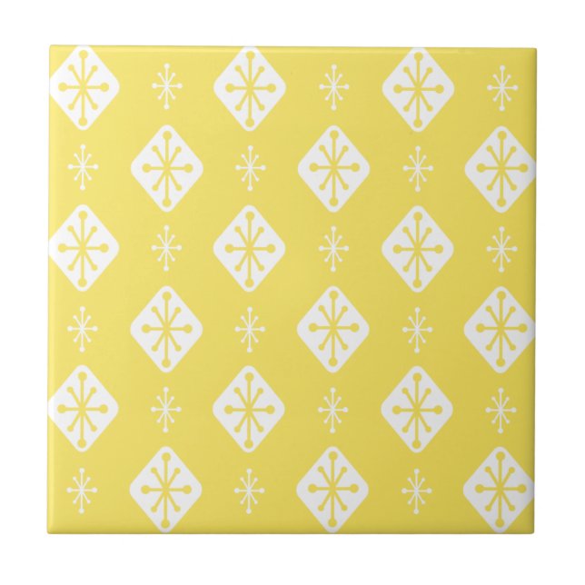 Midcentury Starbursts Diamonds Yellow Tile (Front)