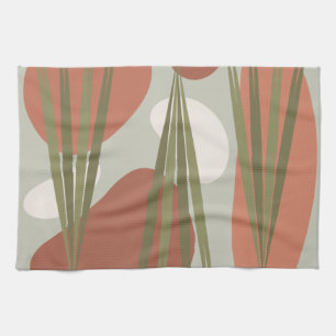 Midcentury Vintage Abstract Plants & Rocks Kitchen Towel