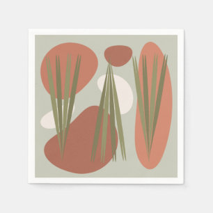 Midcentury Vintage Abstract Plants & Rocks Napkin