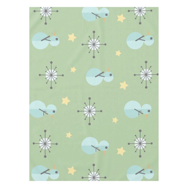 Midcentury Vintage Christmas Snowmen Tablecloth (Front)