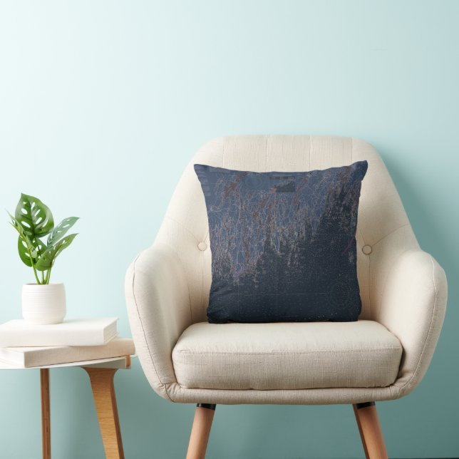 Midcoast Maine Nautical Coastline Map  Throw Pillow (Chair)