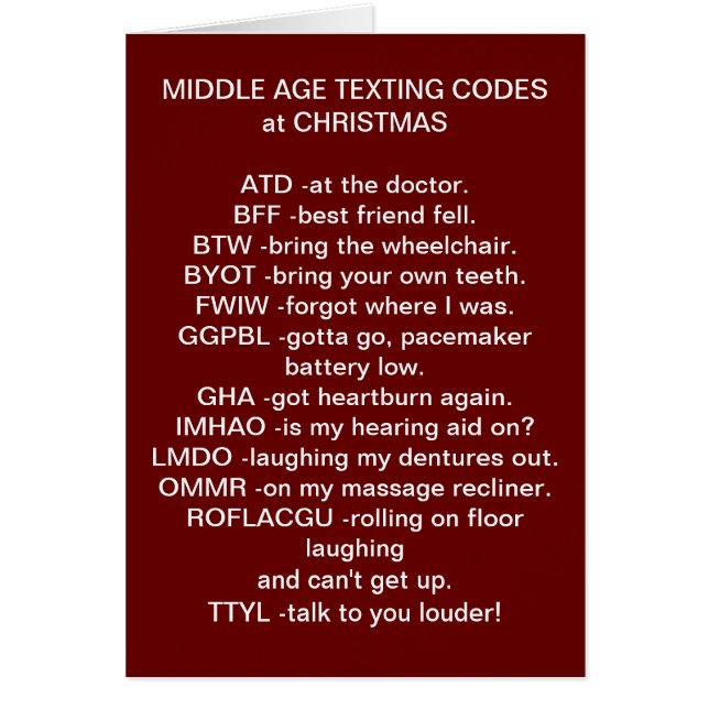 MIDDLE AGED TEXTING CHRISTMAS CARD (Front)