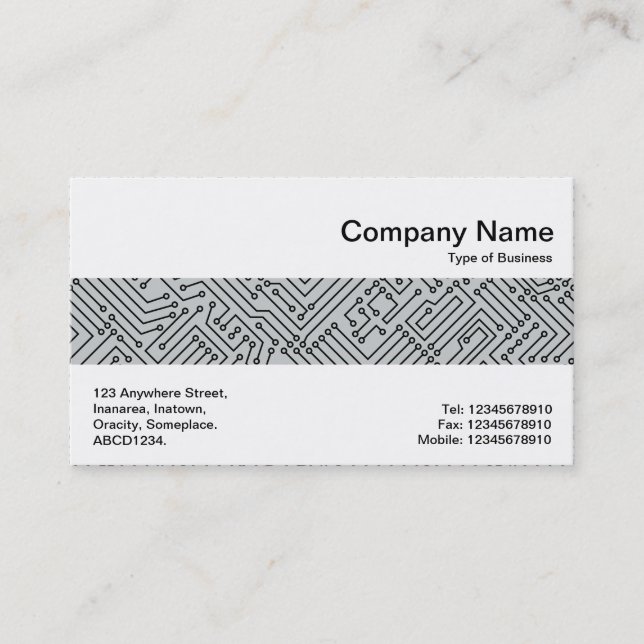 Middle Band - Circuitry - Black on Grey c6cbcc Business Card (Front)