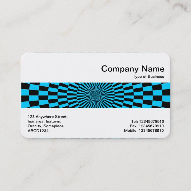 Middle Band - Op Art Blue and Black Business Card (Front)