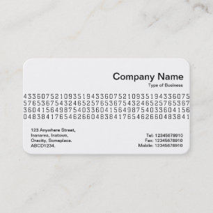 Middle Band - Random Numbers Business Card