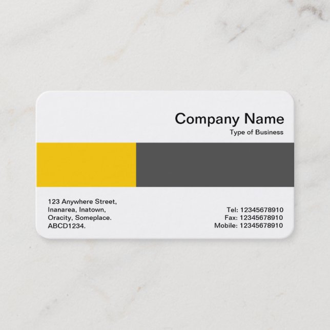 Middle Band - Two Tones - Amber and Dark Grey Business Card (Front)