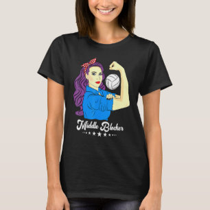 Middle Blocker Strong Woman Vintage Volleyball Tea T-Shirt