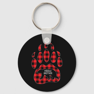 Middle Brother Bear Red Plaid Buffalo Middle Broth Keychain