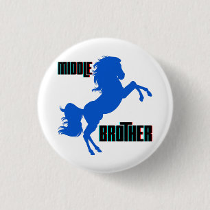Middle Brother Horse Rearing 1 Inch Round Button
