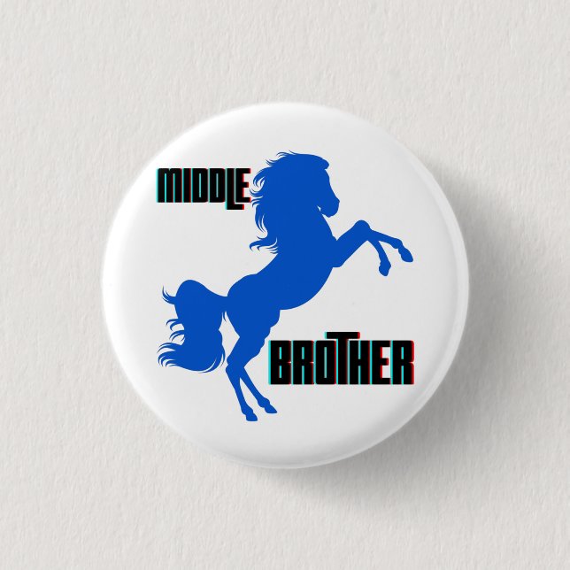 Middle Brother Horse Rearing 1 Inch Round Button (Front)