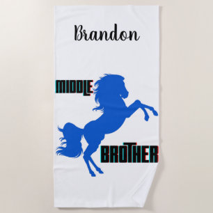 Middle Brother Horse Rearing Beach Towel