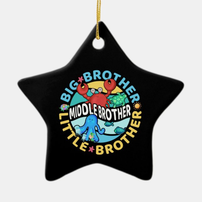 Middle Brother is a Big and Little Brother Ceramic Ornament (Front)