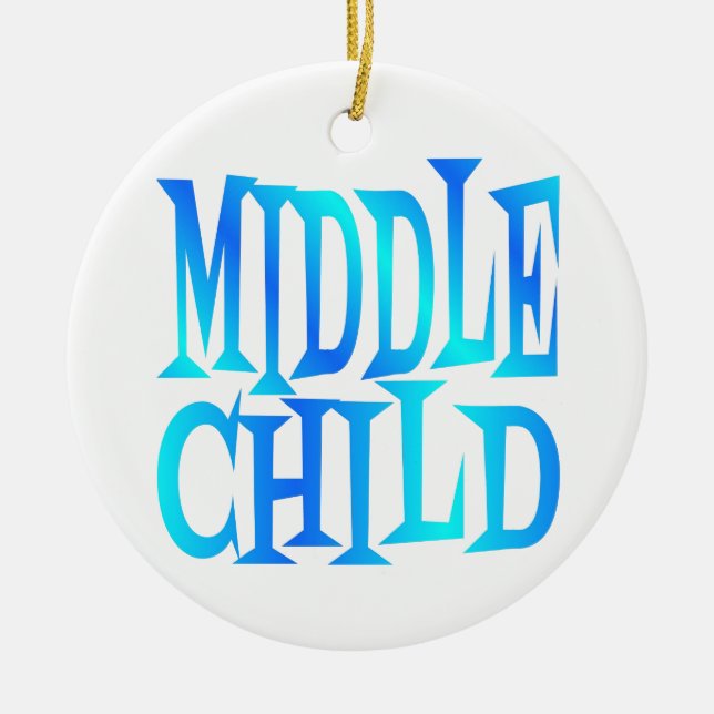 Middle Child Text in Blue Ceramic Ornament (Front)