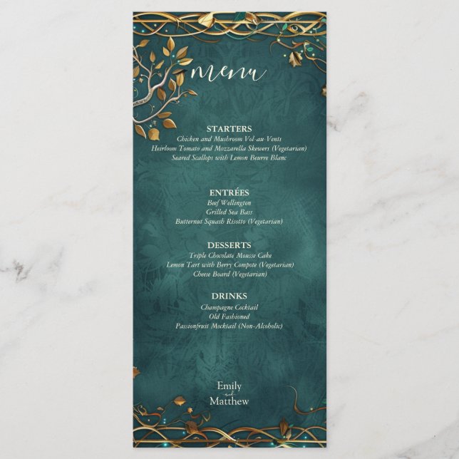 Middle-earth Majesty Wedding Menu (Front)