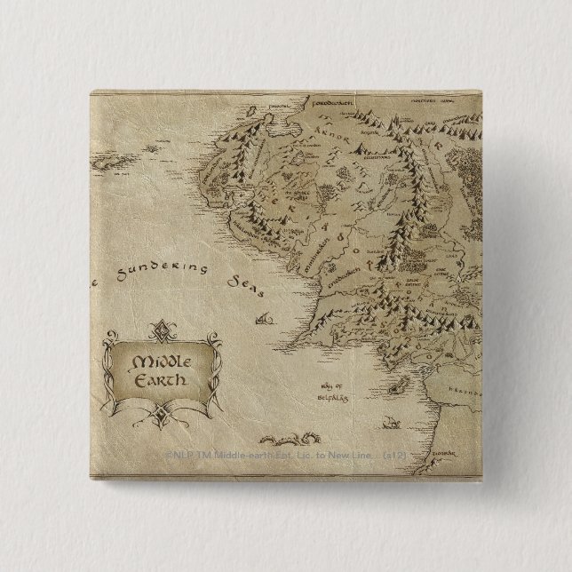 MIDDLE-EARTH™ Map 2 Inch Square Button (Front)