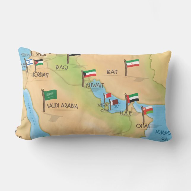 Middle East Map Lumbar Pillow (Front)