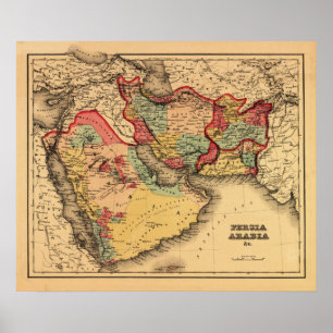 Middle East "Persia Arabia"Panoramic Map Poster