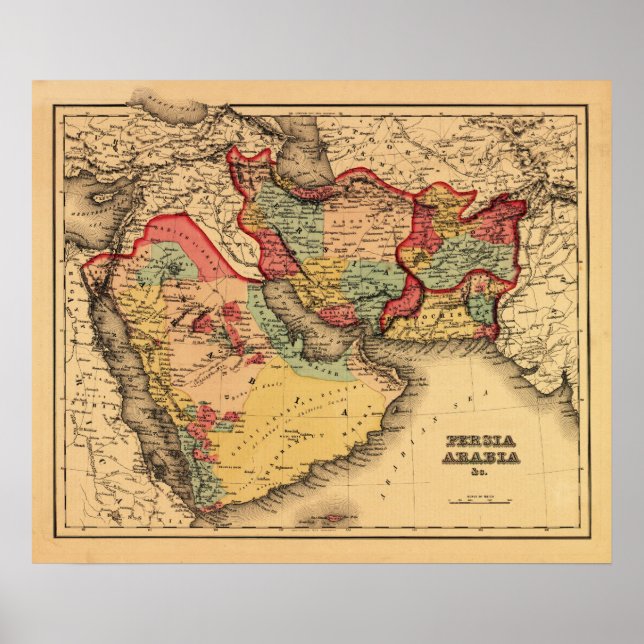 Middle East "Persia Arabia"Panoramic Map Poster (Front)
