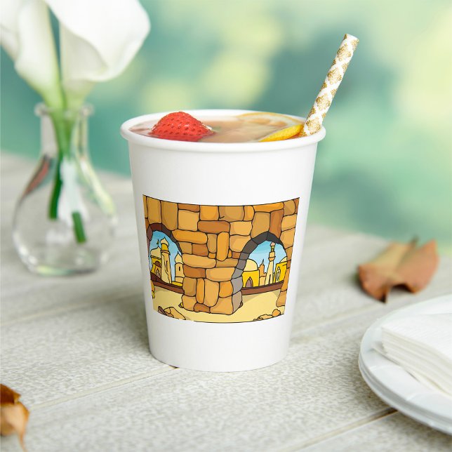 Middle Eastern Desert City Through Ancient Arch  Paper Cups (Creator Uploaded)