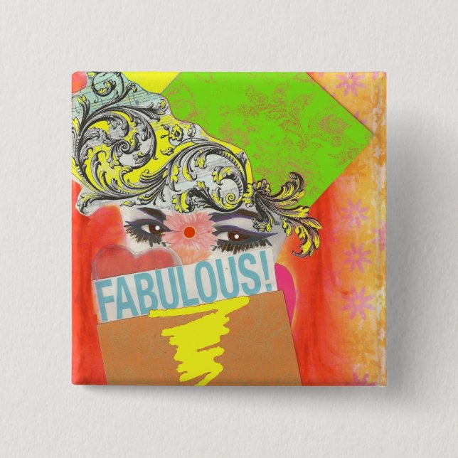 Middle Eastern Diva 2 Inch Square Button (Front)