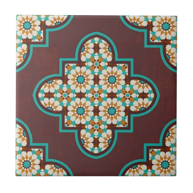 middle eastern vintage orange flower pattern tiles (Front)