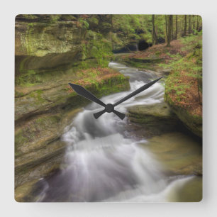 Middle Falls Waterfall at Hocking Hills Ohio Square Wall Clock