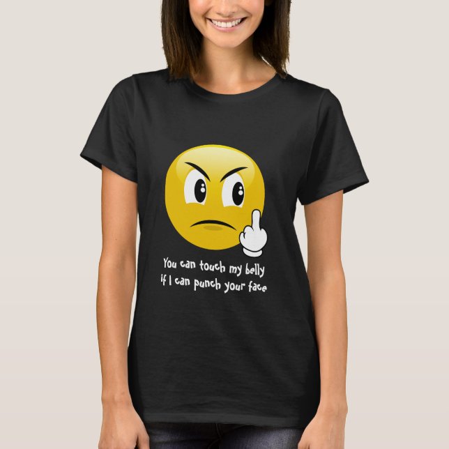 Middle Finger Emoji Belly Touch Maternity T-Shirt (Front)