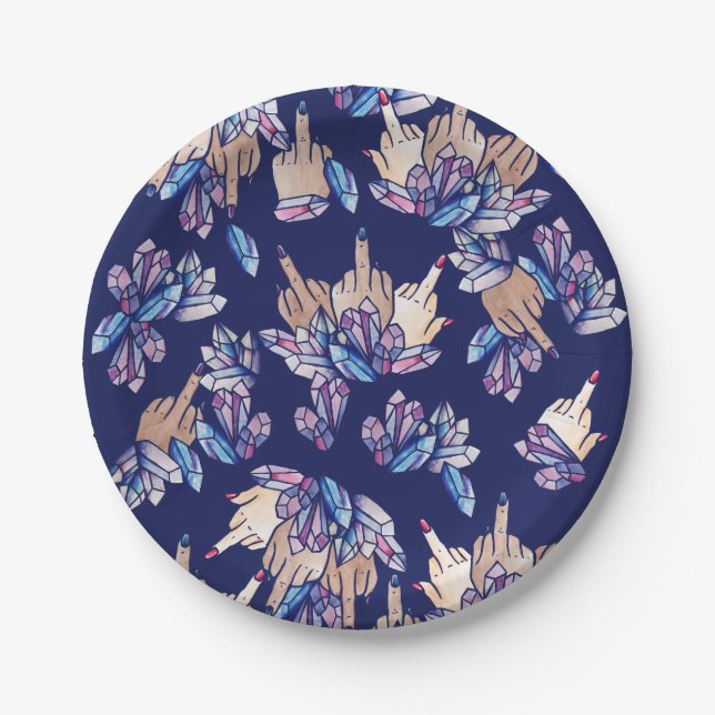 Middle Finger Feminist Witch Paper Plate (Front)