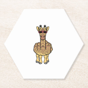 Middle Finger Giraffe Funny Offensive Rude Safari Paper Coaster