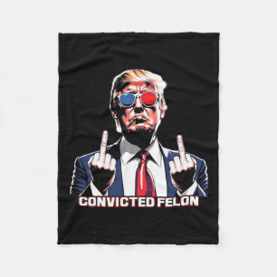 Middle Finger I'm Voting For The Convicted Felon Fleece Blanket