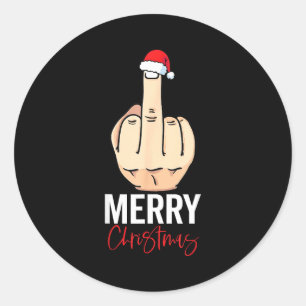 Middle Finger Merry Christmas  Classic Round Sticker