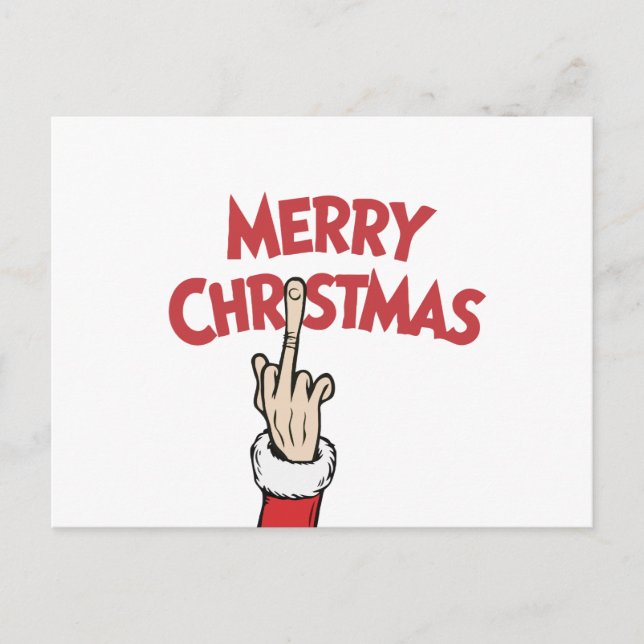 Middle Finger Merry Christmas Holiday Postcard (Front)