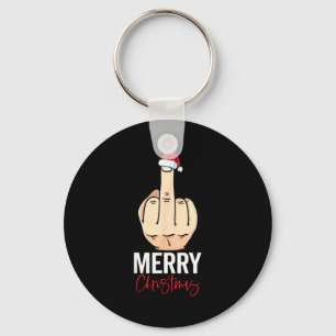 Middle Finger Merry Christmas  Keychain