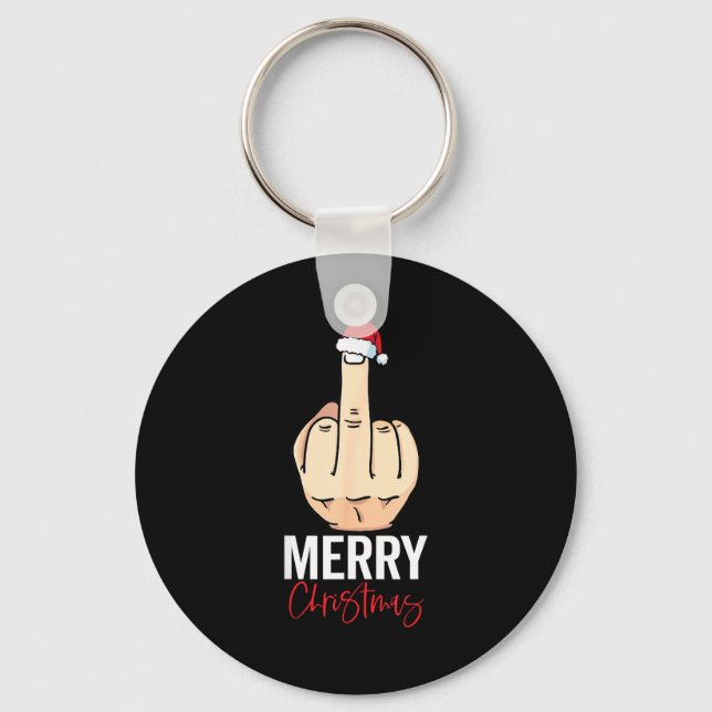 Middle Finger Merry Christmas  Keychain (Front)
