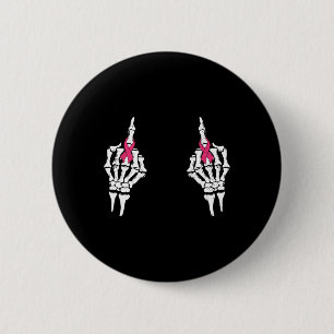 Middle Finger Pink Ribbon Breast Cancer Halloween  2 Inch Round Button