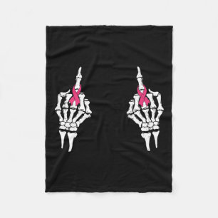 Middle Finger Pink Ribbon Breast Cancer Halloween Fleece Blanket