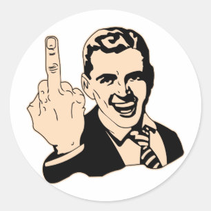 Middle Finger Salute Retro Classic Round Sticker