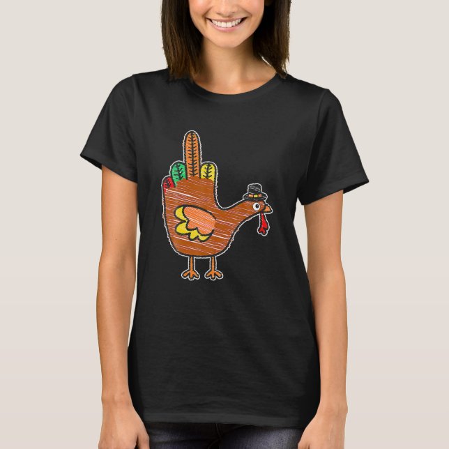 Middle Finger Thanksgiving Turkey Kids Bird T-Shirt (Front)