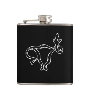 Middle Finger Uterus Pro-choice Hip Flask