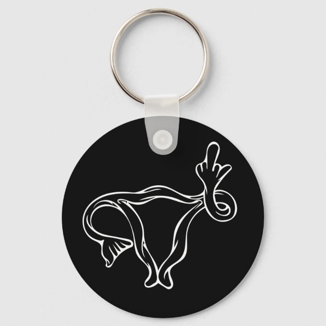 Middle Finger Uterus Pro-choice  Keychain (Front)