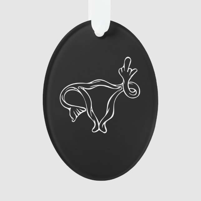 Middle Finger Uterus Pro-choice Ornament (Front)