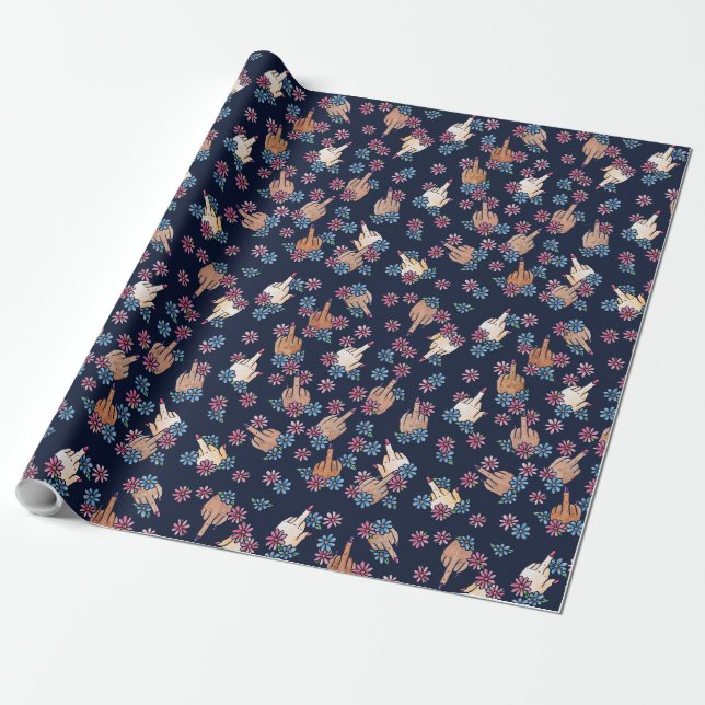 Middle Fingers Wrapping Paper (Unrolled)