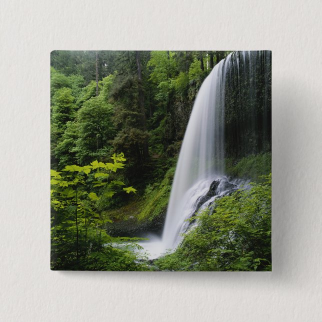 Middle North falls, Silver Falls State Park, 2 Inch Square Button (Front)