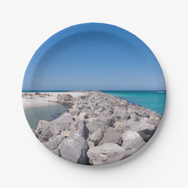 Middle Of Shell Island Jetty Paper Plates (Front)