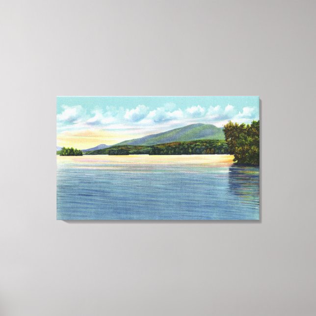 Middle Saranac Lake View of Mount Ampersand Canvas Print (Front)