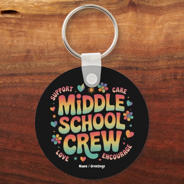 Middle School Crew Vintage Teacher Student Gift  Keychain (Front)